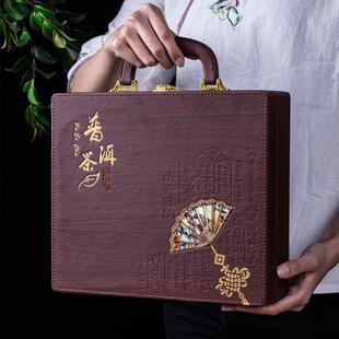 普洱茶包装 新品 盒皮盒单双饼礼品空盒子357g茶饼七子饼200g手提箱