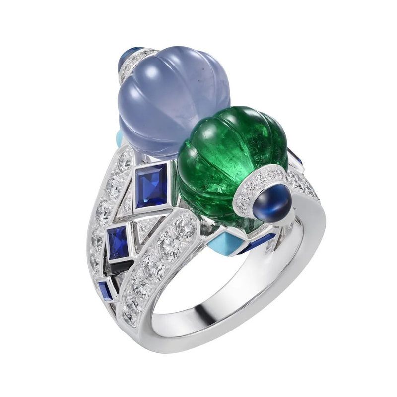 925银镀金高碳钻卡家水果锦囊活动派对晚宴鸡尾酒高台面戒指6/7/8