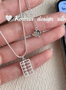 韩版ins风饰品 S925纯银算盘项链小众女款项链 2025新款锁骨链
