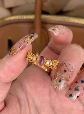 XBK紫水晶镂空戒指指环设计感小