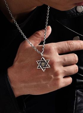 XBK小众潮流纯银项链骷髅头男士百搭个性男款挂件配饰吊坠复古六