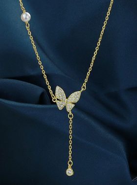 淘宝热卖款S925纯银冬季一眼沦陷蝴蝶锁骨链女高级感轻奢项链女