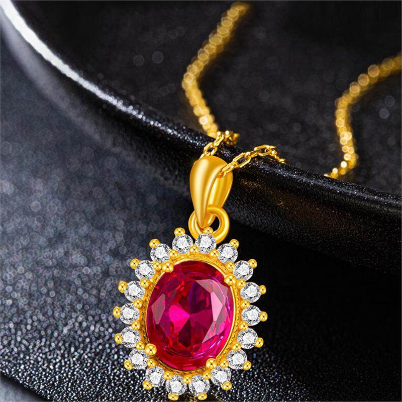 黄金红日吊坠999足金红色宝石吊坠女款项坠送女友妈妈38节礼物