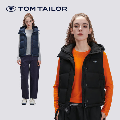 【鸭绒】TOM TAILOR女羽绒马甲秋冬季2026新款保暖背心短外套