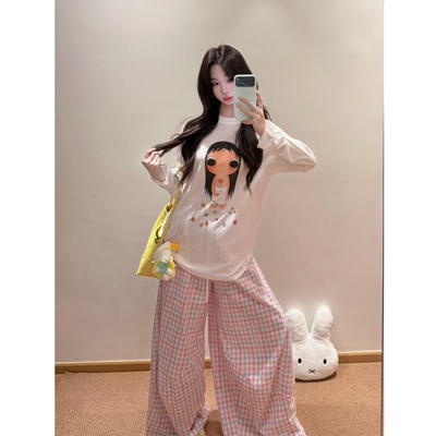 夏季甜妹~小玉印花罩衫长袖女T恤