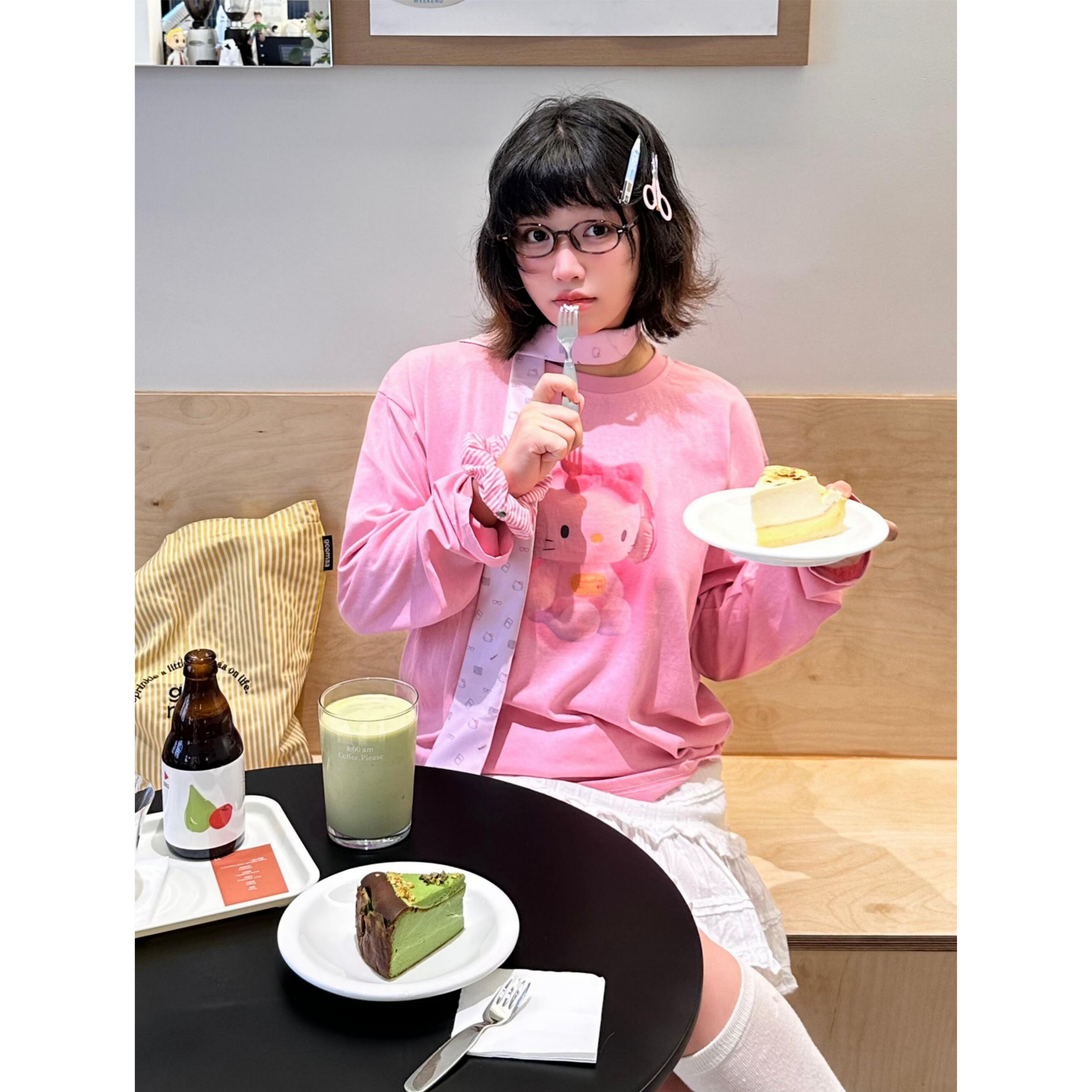 韩系chic趣味kitty猫长袖T恤女