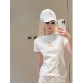 t恤显瘦收腰纯棉甜美可爱女短款 夏日清纯系 小奶熊印花正肩短袖 夏