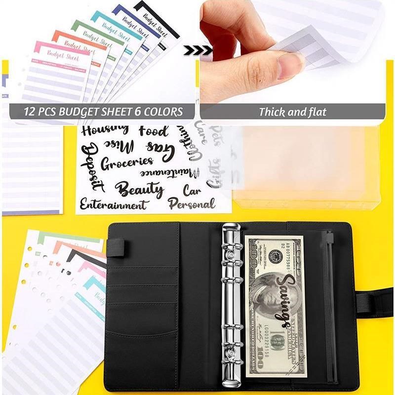A6 PU Lear Marble Notebook Binder Budget PlanTner Money Or