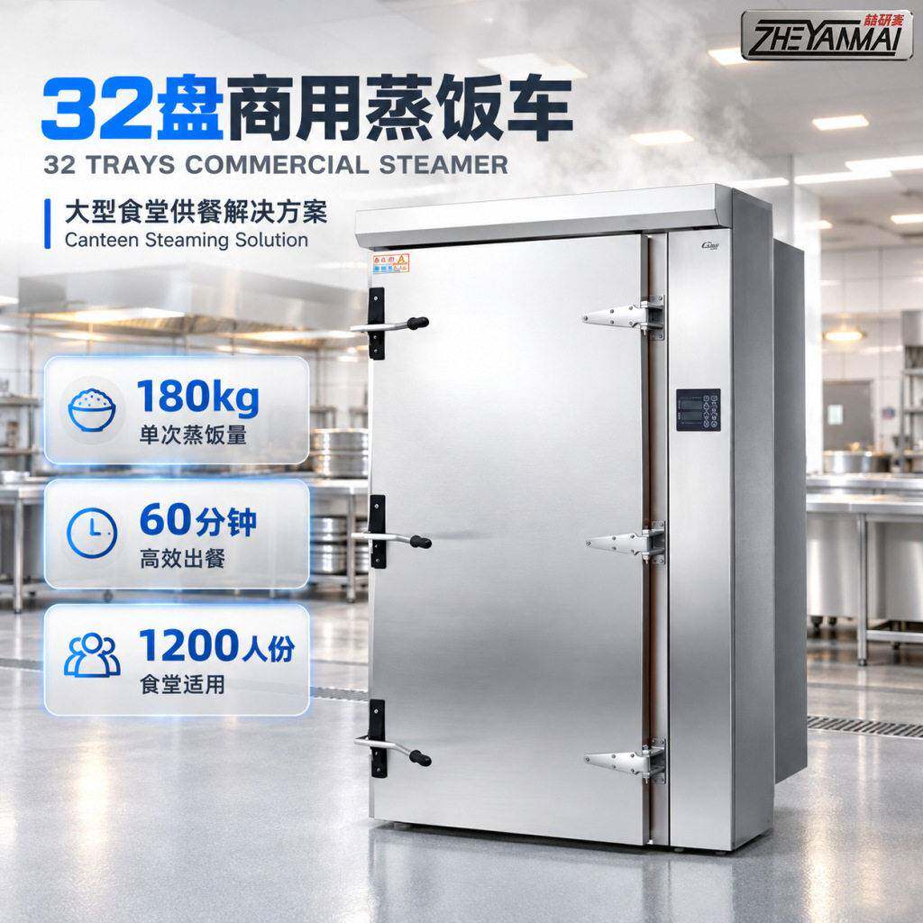 大型36盘蒸饭柜 推车式蒸饭车72盘食堂蒸饭机器大容量蒸箱