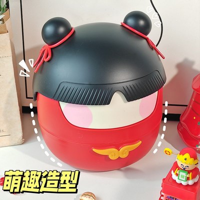 哪咤造型桌面垃圾桶n可爱小号迷你收纳桶废纸桶宿舍卡通杂物收纳