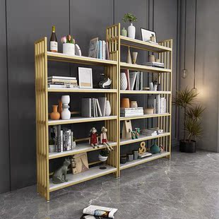 书架落地家用多层铁艺简易客厅现代简约展示架轻奢置物架卧室书柜