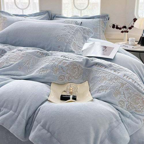 高级A类加厚保暖婴儿牛奶绒四件套冬季防静电珊瑚绒被套床单床品4