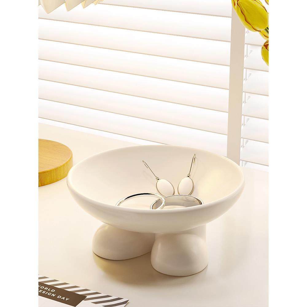 奶油风创意入户进门口玄关钥匙收纳摆件客厅装饰品首饰托盘置物架