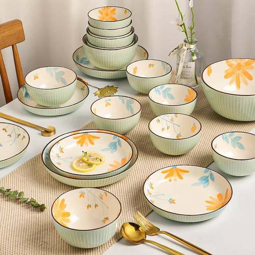 日式陶瓷碗碟套装家用2025新款餐具套组乔迁新居碗盘碗筷盘子雏菊