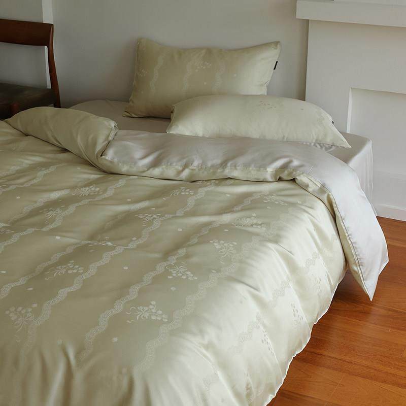 花时间生活夏季轻奢提花床单被套凉感裸睡兰精天丝亲肤床上四件套