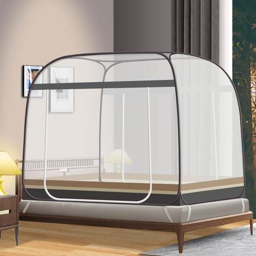 新款大方顶蚊帐蒙古包免安装家用可折叠1.2至2米双门有底带防蚊布