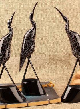 牛角家居客厅电视柜装饰品办公桌面摆件创意动物仙鹤手工艺礼物