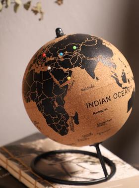 北欧风软木地球仪家居书房客厅摆件创意ins婚礼道具装饰礼品礼物