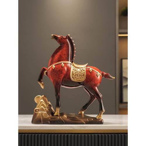 高档工艺品马到成功书桌面摆件客厅办公室书房装饰乔迁新居礼物