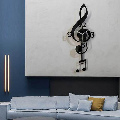 创意欧式音符静音摇摆挂钟客厅个性时尚钟表现代简约卧室石英挂表