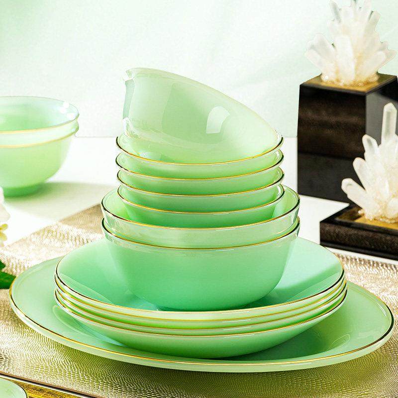 景德镇碗碟套装家用单个玉瓷轻奢陶瓷碗盘碗筷餐具套组碗盘组合,餐饮具,碗,淘宝优惠券,粉丝福利购,淘宝优惠卷