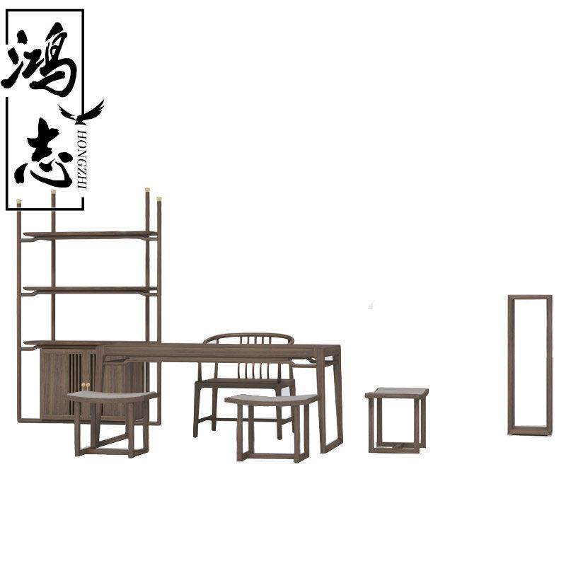 新中式实木茶室茶桌椅组合样品屋展示中心会所接待中式禅意休闲