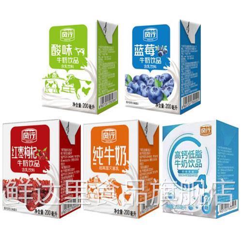 风行牛奶原味酸奶200ml*24盒 蓝莓红枣枸杞高钙低脂纯牛奶整箱装