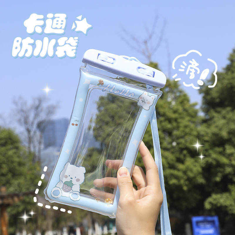 泼水节卡通可爱透明气囊手机防水袋户外游泳漂流装备沙滩包可触屏