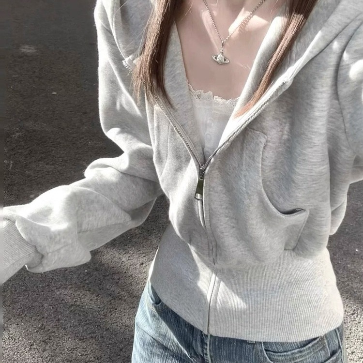 2025正流行新款灰色修身短款外套