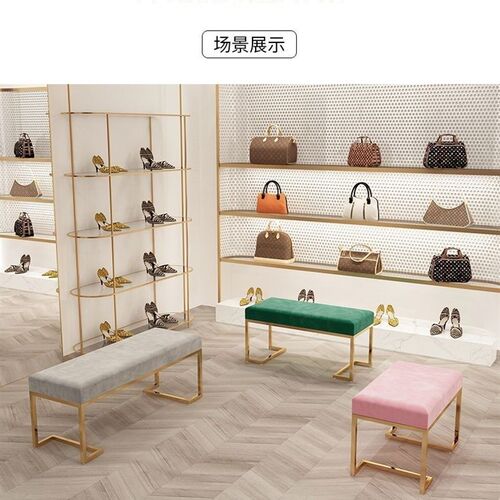 网红服装店长条凳沙发凳试衣间鞋店试鞋J凳简约美发店铁艺长条椅