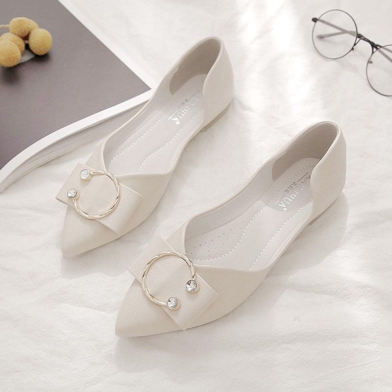 尖头单鞋女2025新款春秋豆豆鞋百搭浅口瓢鞋夏低跟淑女软底平底鞋,女鞋,浅口单鞋,淘宝优惠券,粉丝福利购,淘宝优惠卷