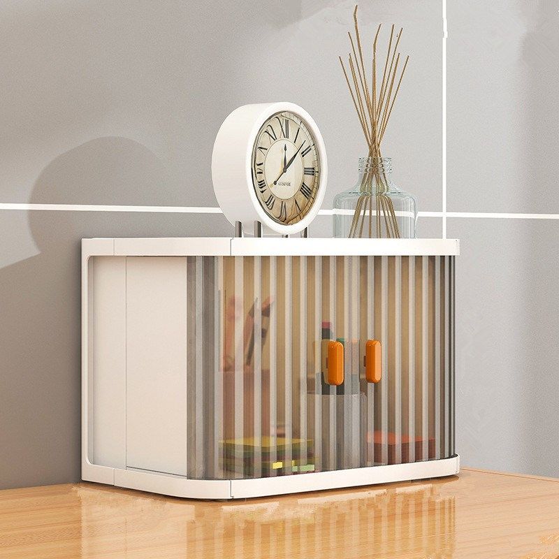 带门迷你收纳柜桌面防尘小号小柜子可叠加橱柜整理盒化妆品收纳盒,收纳整理,桌面收纳盒,淘宝优惠券,粉丝福利购,淘宝优惠卷