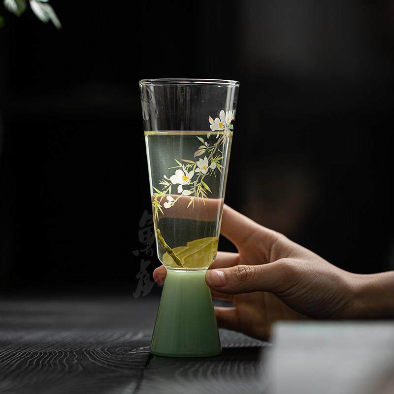 鱼戏耐热玻璃高足茶杯手工贴花家用主人杯绿茶品茗杯个人专用单杯,餐饮具,茶杯,淘宝优惠券,粉丝福利购,淘宝优惠卷