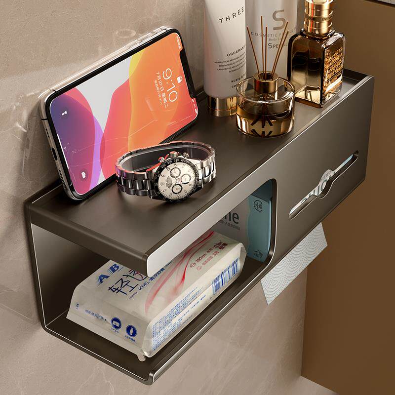 卫生间浴室置物架洗漱洗手台免打孔厕所纸巾盒厕纸盒墙上收纳架子