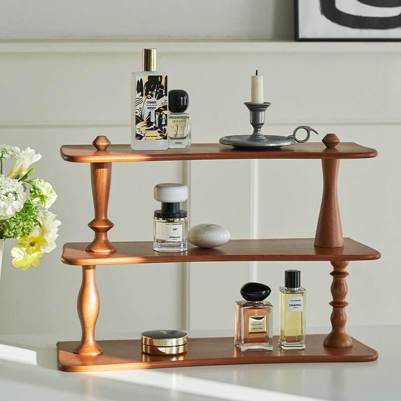 莫语 中古风樱桃木实木置物架 家用桌面多功能收纳层架水杯香水台,收纳整理,整理架/置物架/收纳架,淘宝优惠券,粉丝福利购,淘宝优惠卷