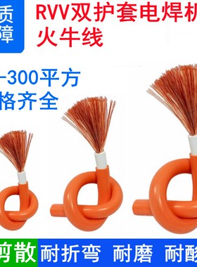 RVV双护套10 16 25 35 50 70汽车充电EV高柔耐油电焊机火牛线橙色