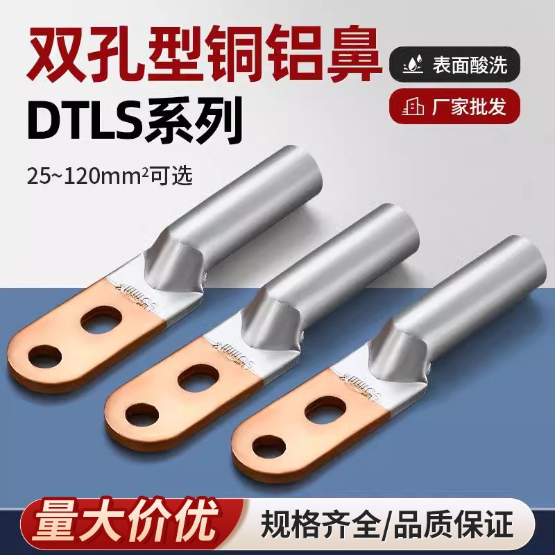 双孔铜铝鼻子DTLS-25/35/50/70/95双眼铜铝过渡接线端子线耳