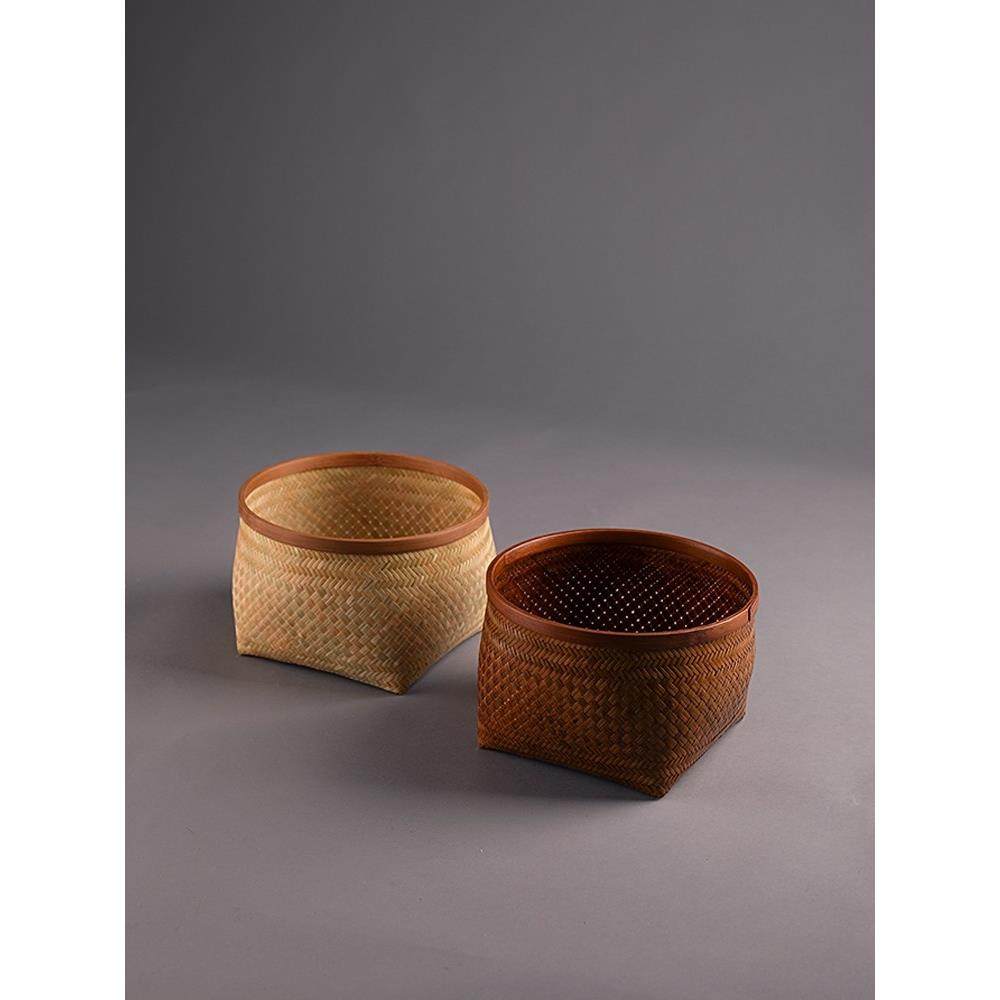 竹筐收纳篮大漆天然手工编织圆形簸箕零食干果杂物盒桌面点心茶道,收纳整理,收纳筐,淘宝优惠券,粉丝福利购,淘宝优惠卷