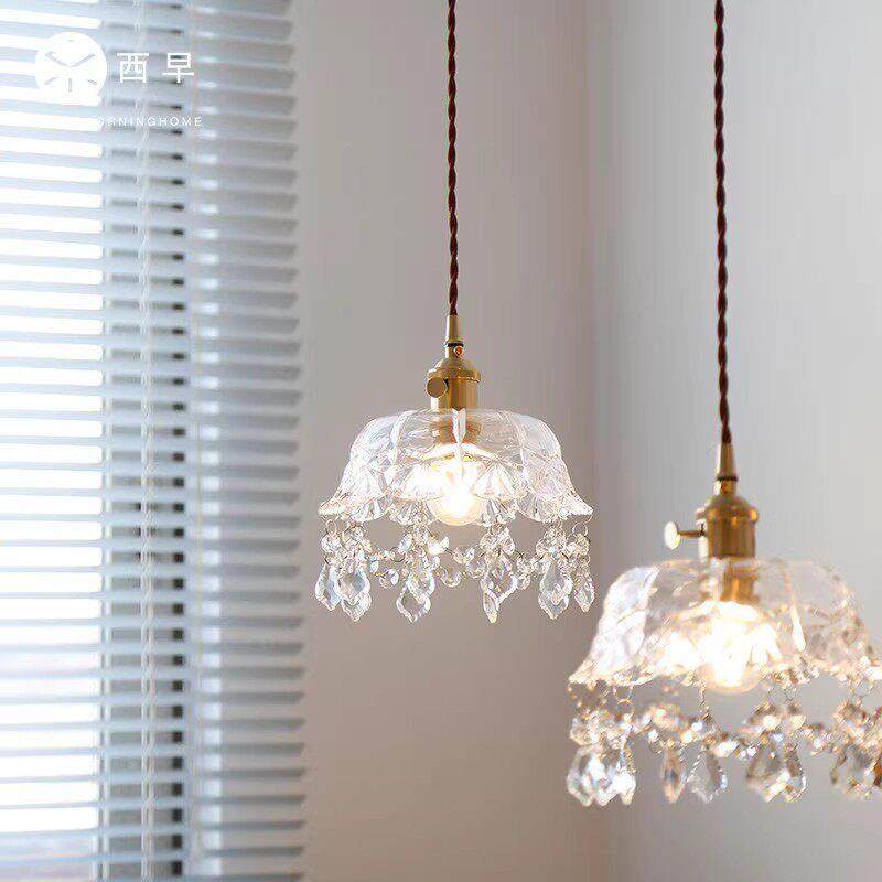 西早 覆古黄铜玻璃小吊灯 简约现代床头阳台水晶灯过道玄关走廊灯,家装灯饰光源,卧室/书房吊灯,淘宝优惠券,粉丝福利购,淘宝优惠卷