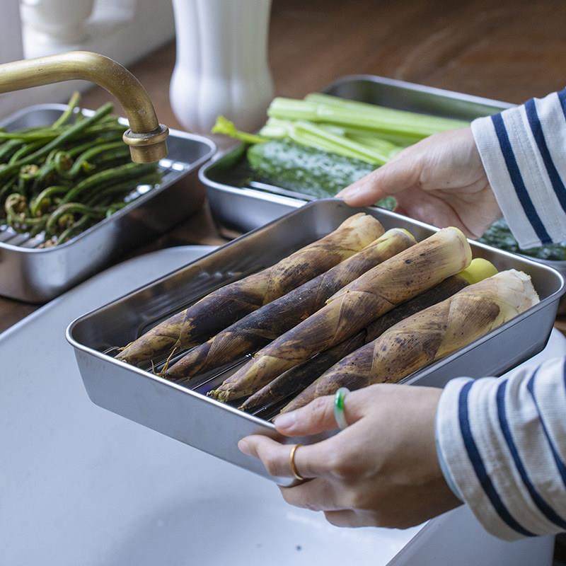 曼叙不锈钢托盘长方形盘子家用方盘耐用结实优质不锈钢厨房洗盘子,餐饮具,餐用托盘,淘宝优惠券,粉丝福利购,淘宝优惠卷