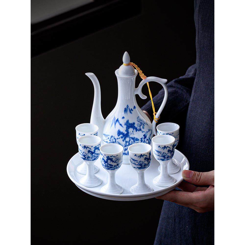 陶瓷白酒杯套装家用中式酒壶老式分酒器小酒杯仿古高脚杯送礼盒装,餐饮具,白酒杯,淘宝优惠券,粉丝福利购,淘宝优惠卷