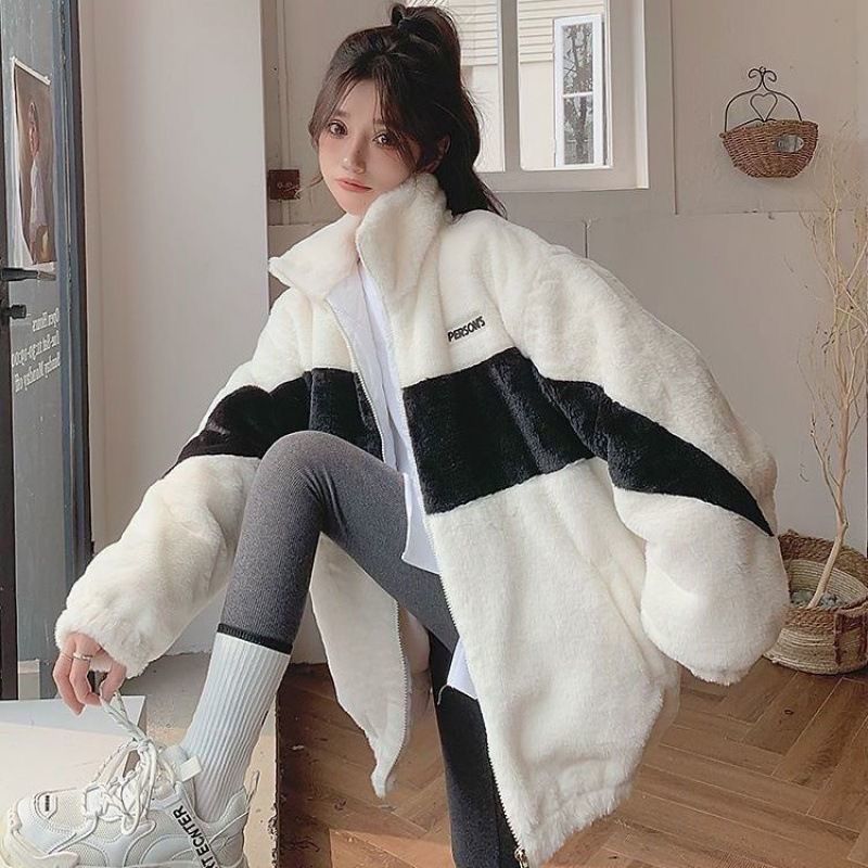 2024加厚宽松羊羔绒外套新