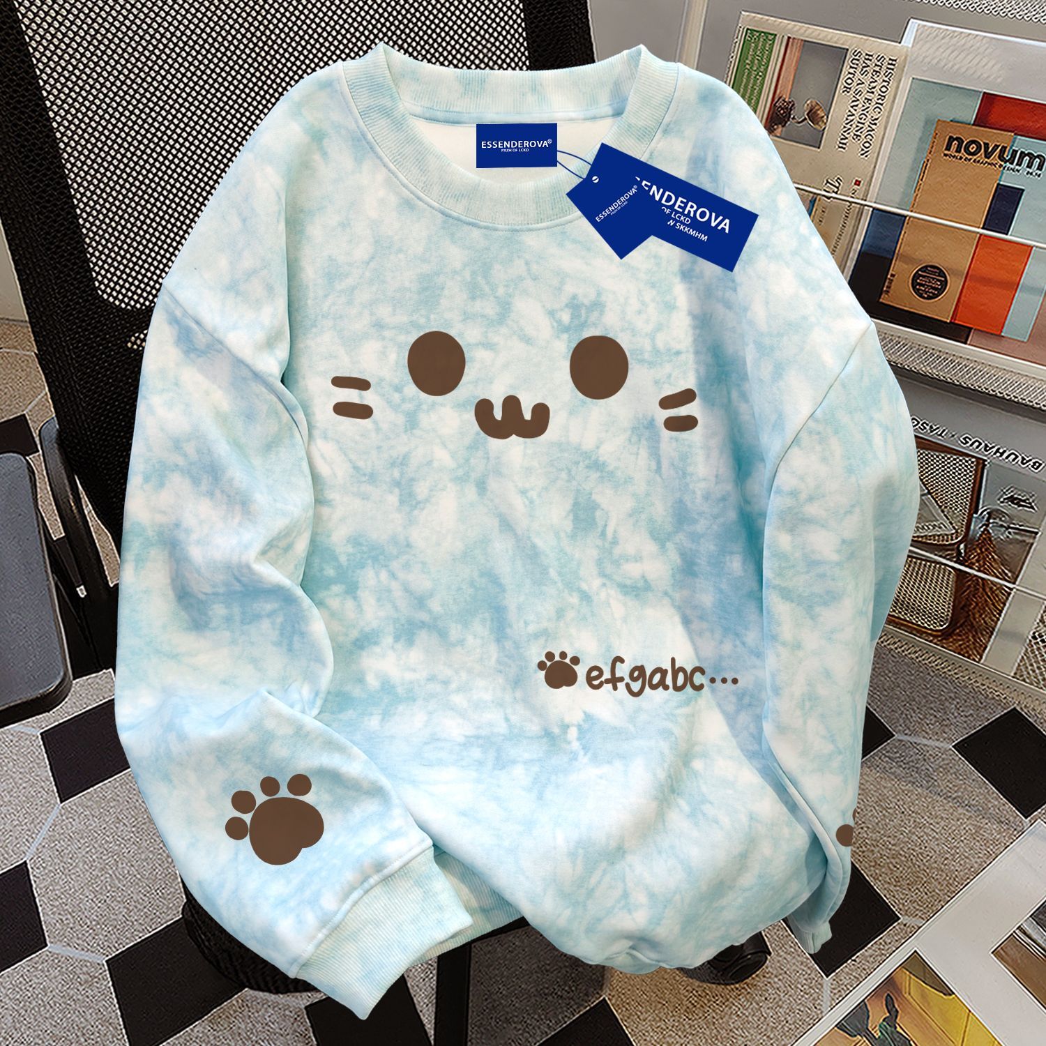 100纯棉扎染圆领卫衣男女