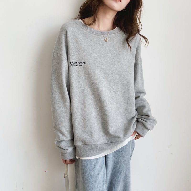 纯棉灰色卫衣女套头宽松韩