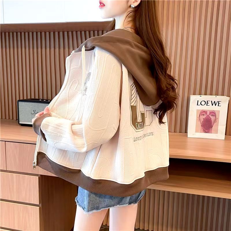 特大码胖m300斤连帽撞色外