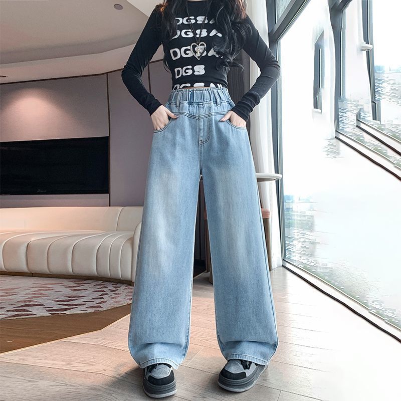 大码牛仔裤女200斤胖m阔腿