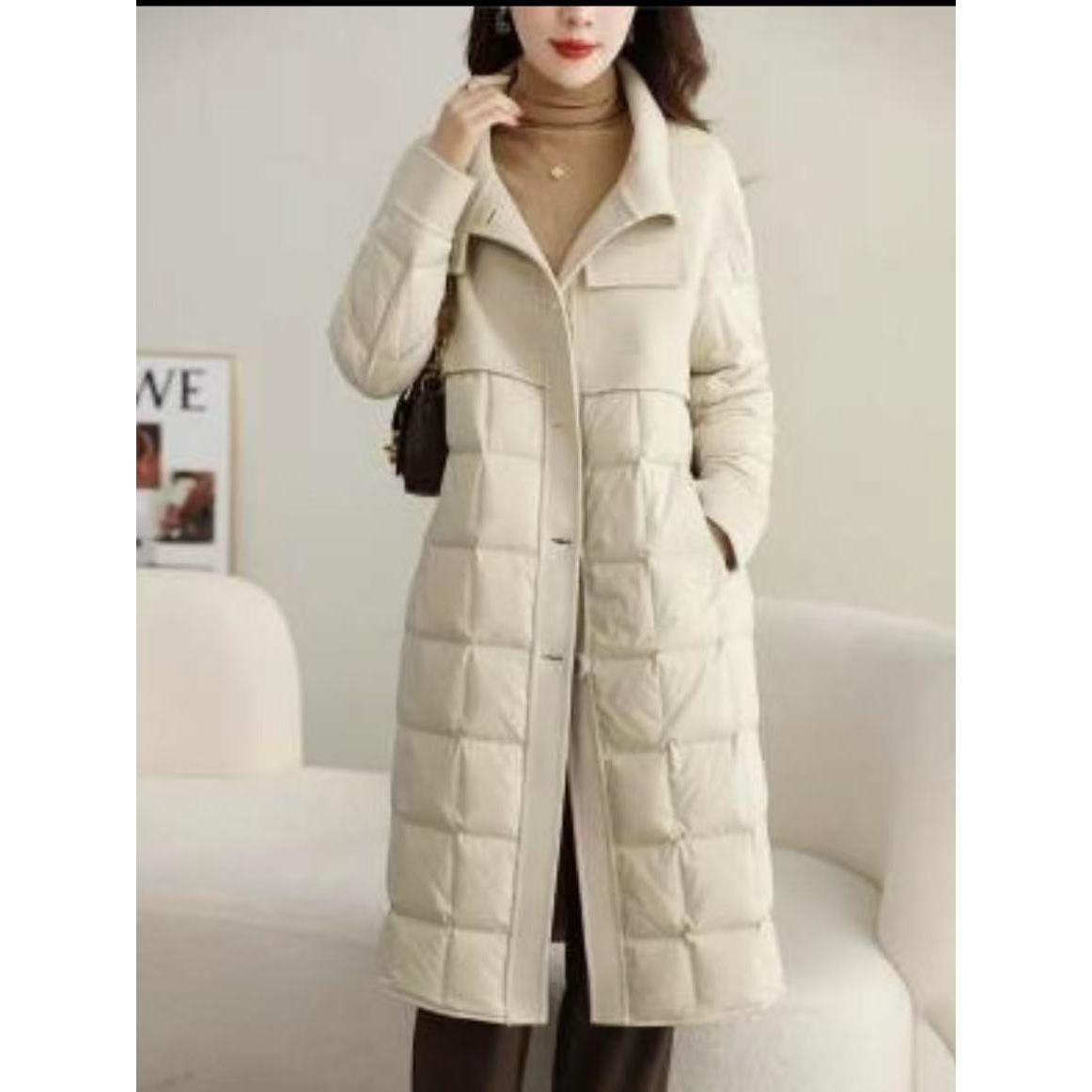 N25005双面拼接中长款羽