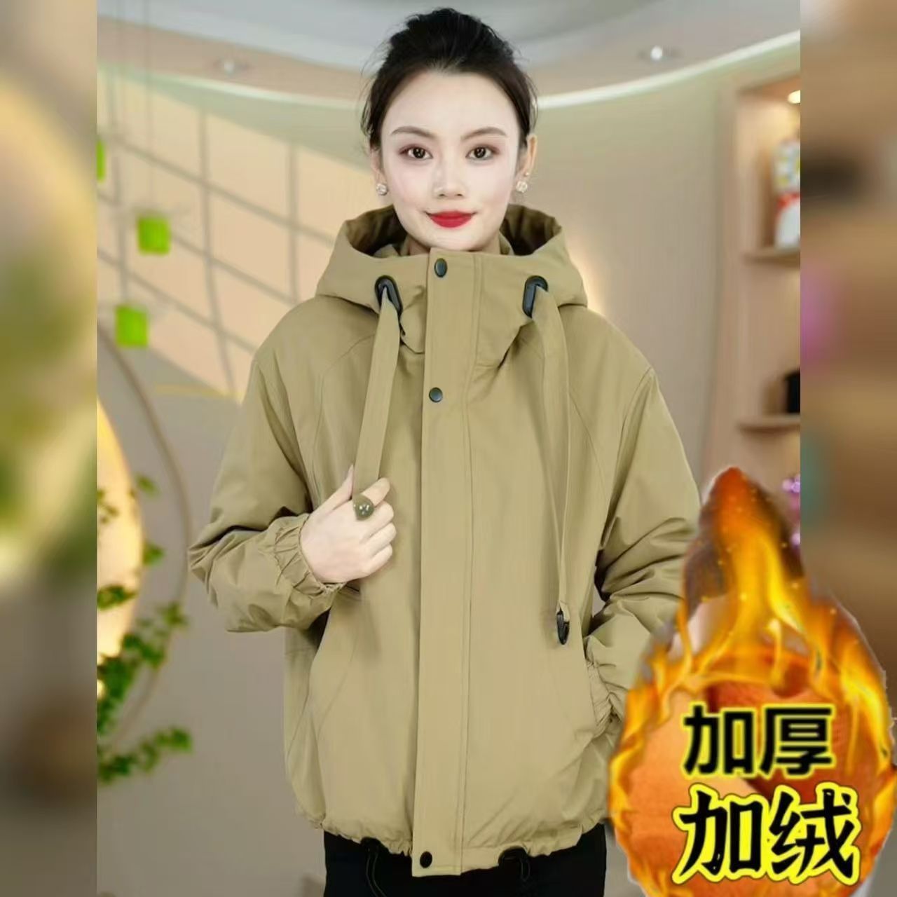 啄木鸟加绒厚派克服女上衣