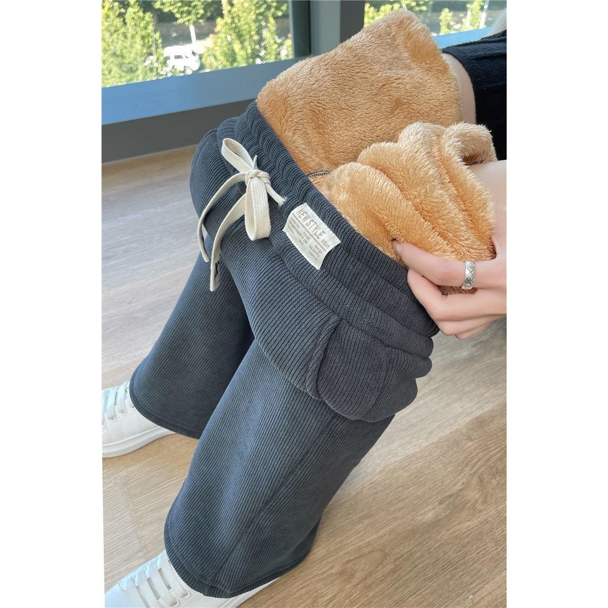 加厚绒裤子女冬季特羊羔窄