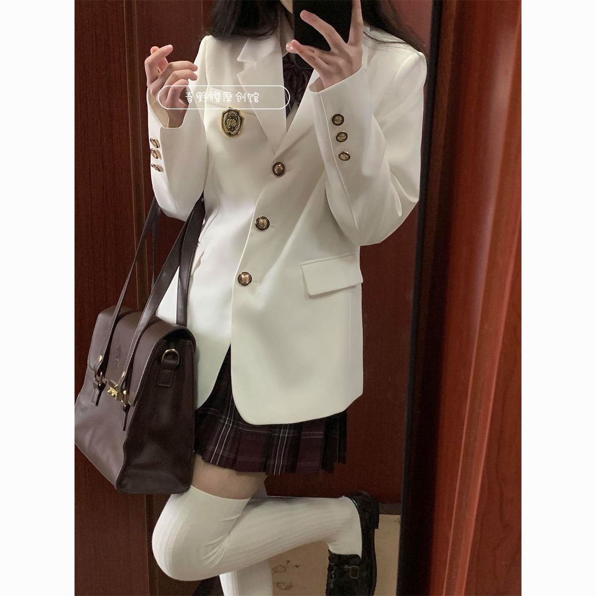 JK制服白色西装外套女秋冬